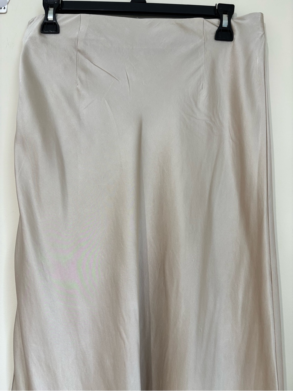 Quince Luxury Modern Feminine 100% Silk Champagne Satin Pull On Midi Skirt Sz M - Picture 10 of 16